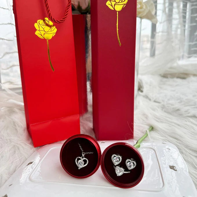 ✨ Conjunto “Rosa del Amor” – Joyería de Lujo en Plata 🎁