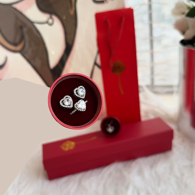 ✨ Conjunto “Rosa del Amor” – Joyería de Lujo en Plata 🎁